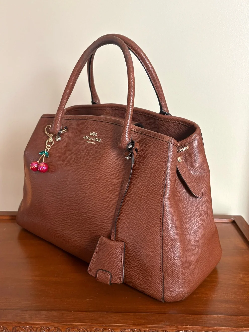 Coach Margot Carryall bag in saddle brown, crossgrain leather